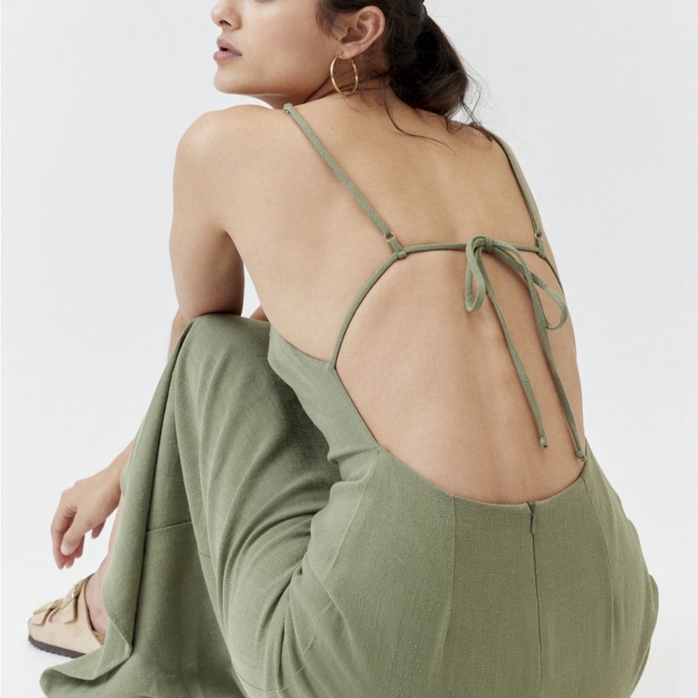 Urban Outfitters Slub Linen Open-Back Midi Dress - XS - Picture 7 of 9